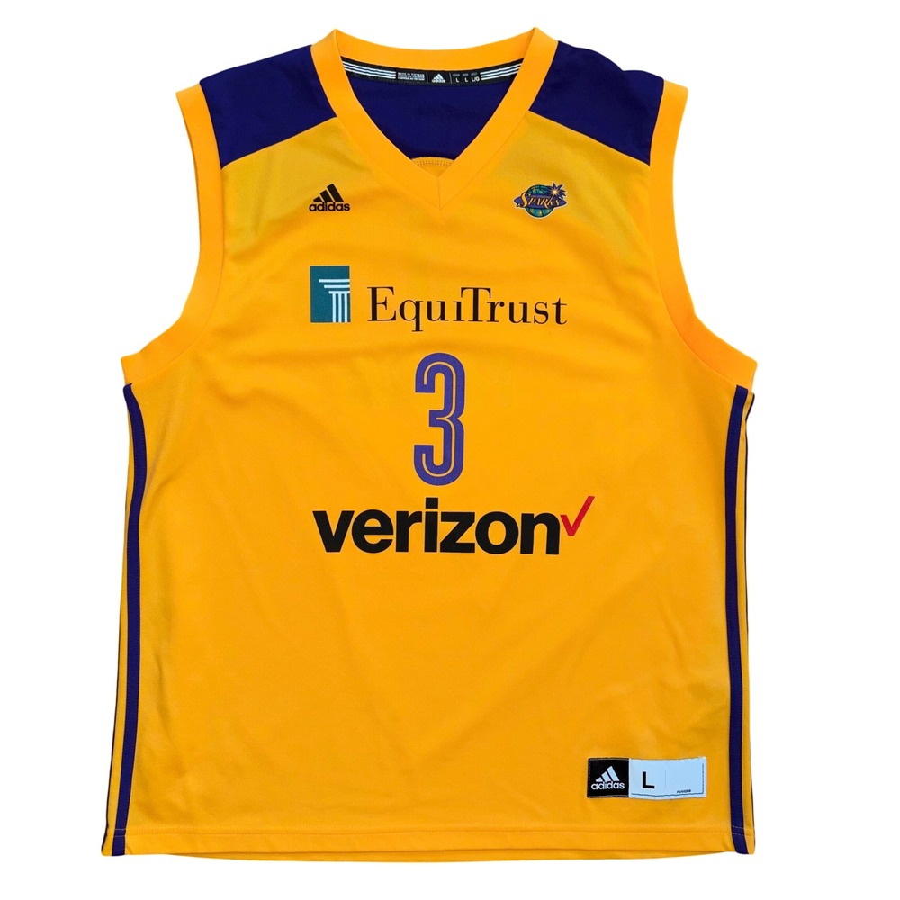 Adidas LA Sparks Candace Parker 3 WNBA Jersey Yellow Purple Mens Large 7758A 17